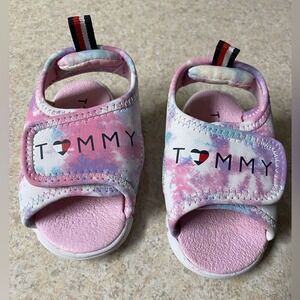 Tommy Hilfiger Tie Dye Sandals Hook & Loop Closure Pink Baby‎ Shoes Toddler Sz 5